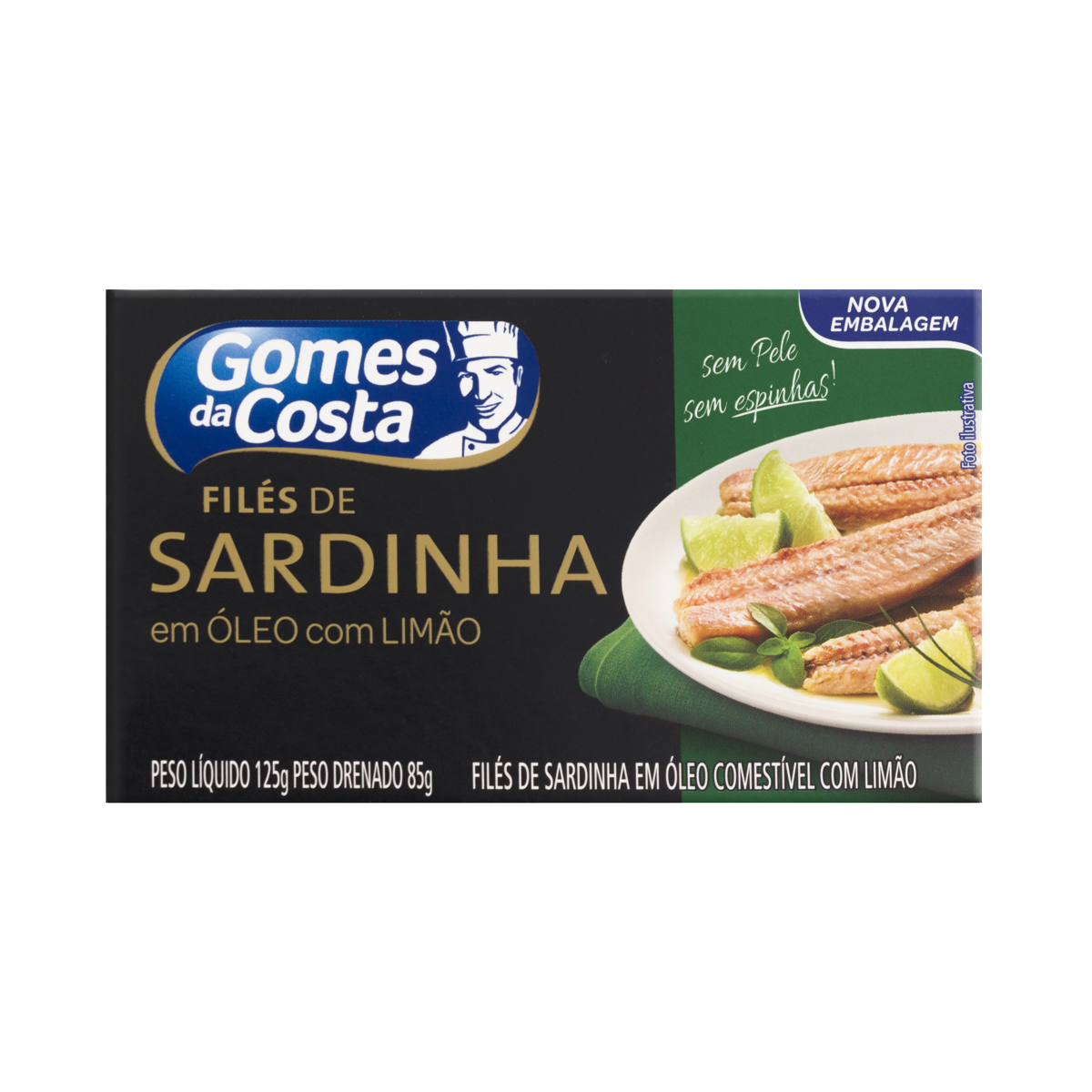 imagem de FILE DE SARDINHA EM OLEO COM LIMAO GOMES DA COSTA CX 85G