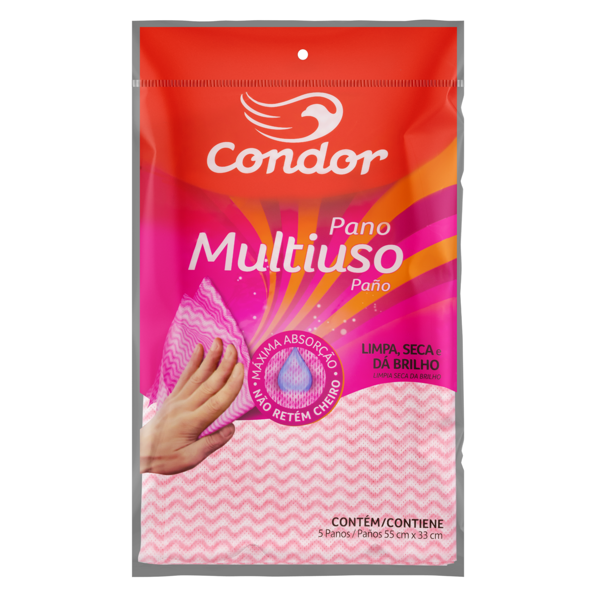 imagem de PANO MULTIUSO CONDOR ROSA C  5 UN